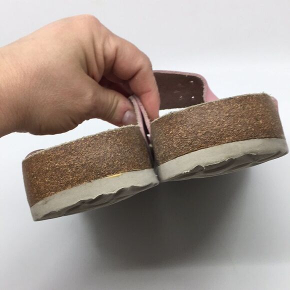 Betula By Birkenstock Pink Suede Floral Laser Cut Sandals EU 42 Narrow Width - Picture 12 of 16